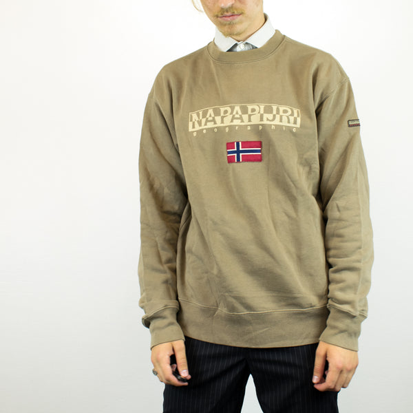 Vintage Napapijri sweatshirt jumper sweater pullover hoodie in beige