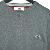 Vintage Le shark V-neck longsleeve tee pullover sweatshirt in grey