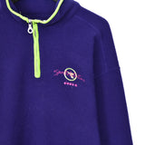 Vintage Diadora fleece quarter zip up jumper hoodie pullover sweatshirt windbreaker track jacket in purple and neon green