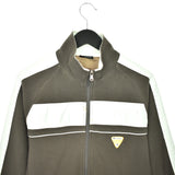 Vintage Champion zip up sweater jumper sweatshirt pullover long sleeve tracksuit trackie jacket in dark brown and white