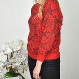 Vintage knitted sweatshirt jumper sweater top pullover in red