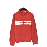 Vintage lotto quarter zip up jumper hoodie pullover sweatshirt windbreaker track jacket in red and white