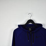Vintage Nike hoodie zip up jacket long sleeve sweatshirt jumper in dark blue