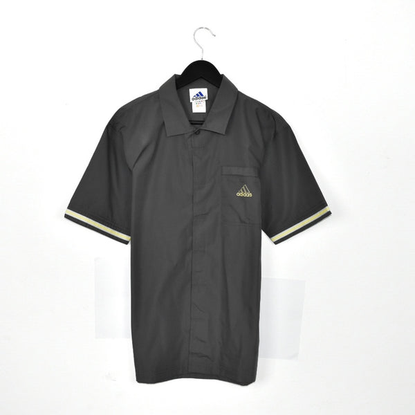 Vintage Adidas polo shirt short sleeve top in dark grey