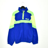 Vintage Fila quarter zip button up fleece tracksuit jumper pullover  trackie jacket sweater in bright blue green and yellow