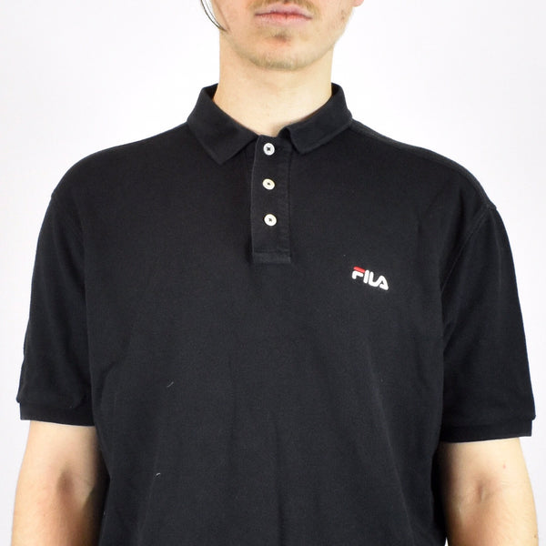 Vintage Fila polo shirt t shirt pullover in black