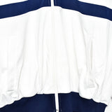 Vintage Adidas zip up windbreaker tracksuit track jacket trackie sweater jumper sweatshirt pullover long sleeve in white and blue