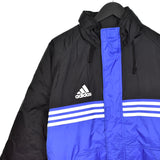 Vintage Adidas puffer jacket bomber zip up track jacket windbreaker sweatshirt longsleeve tee pullover jumper in blue and black