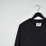 Vintage Adidas jumper pullover sweatshirt windbreaker fleece track jacket in dark grey