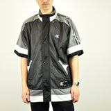 Vintage Champion sleeveless tracksuit track jacket fleece windbreaker in black, gray, white