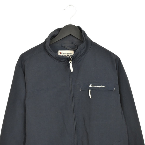 Vintage Champion bomber zip up track jacket windbreaker sweatshirt longsleeve tee pullover jumper in navy