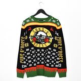 Vintage Guns N’ Rosss christmas sweater jumper hoodie pullover sweatshirt top in green yellow red black and white