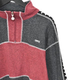 Vintage arena quarter zip up tracksuit track jacket trackie sweater jumper sweatshirt pullover long sleeve in dark grey and red