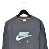 Vintage spell out Nike pullover sweatshirt windbreaker fleece track jacket in dark grey/blue