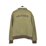 Vintage Hilfiger fur bomber jacket windbreaker coat in army green