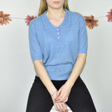 Vintage tee tshirt jumper sweater top pullover in baby blue