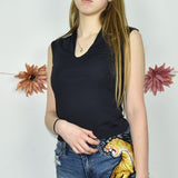 Simple cami top t-shirt sleeveless crop top in black