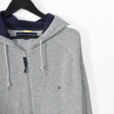 Vintage Tommy Hilfiger zip up hoodie long sleeve sweatshirt jumper in grey