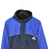 Vintage Adidas long jacket windbreaker track jacket bomber jacket in blue and black