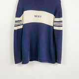 Vintage Next sweatshirt longsleeve tee pullover jumper in dark blue with white stripes