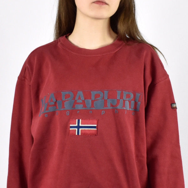 Vintage Napapijri sweatshirt jumper sweater pullover hoodie in red