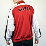 Vintage Reebok tracksuit track jacket fleece windbreaker in red, white and black