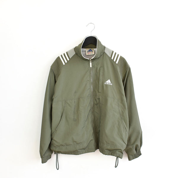 Vintage Adidas zip up jumper sweatshirt tracksuit track jacket bomber jacket trackie pullover long sleeve in lighter green