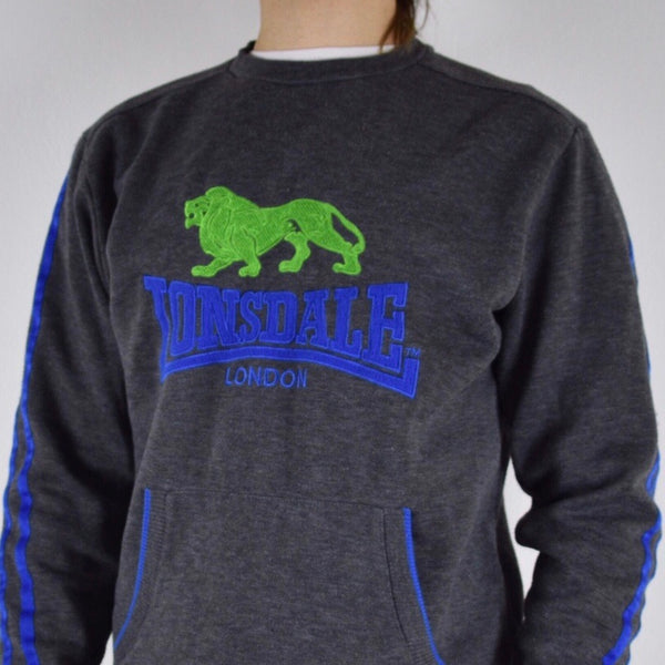 ✈️🚚WORLDWIDE POSTAGE❗️CHECK ALL PICS FOR MEASUREMENTS 🌊GRAY LONSDALE SWEATSHIRT WITH A HUGE LOGO AND A POCKET IN THE FRONT