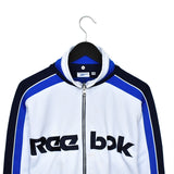 Vintage Reebok zip up pullover sweatshirt windbreaker fleece track jacket in white and blue