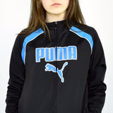 Vintage Puma tracksuit track jacket fleece windbreaker in black and blue