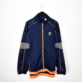 Vintage Adidas zip up track jacket windbreaker sweatshirt longsleeve tee pullover jumper in dark blue and orange