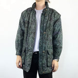 Vintage 80s 90s puffer jacket parka coat in green patterns