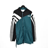 Vintage Adidas windbreaker fleece track jacket bomber jacket in black, green and white