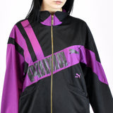 Vintage Puma tracksuit track jacket fleece windbreaker in black and purple