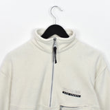 Vintage Beach&Snow Fun Sport quarter zip up fleece jumper longsleeve hoodie tee pullover sweatshirt in white