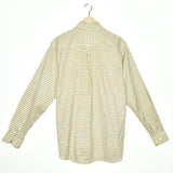 Vintage plaid collared button-down shirt top blouse in yellow blue and red