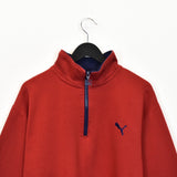 Vintage Puma quarter zip up track jacket windbreaker sweatshirt longsleeve tee pullover jumper in red