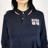 Vintage Tommy Hilfiger long sleeved polo shirt t shirt pullover in navy blue